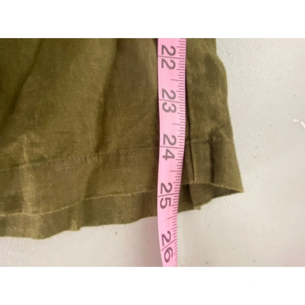 Quince Pants Size S Dark Olive 100% European Linen Elastic Waist Pockets Relaxed